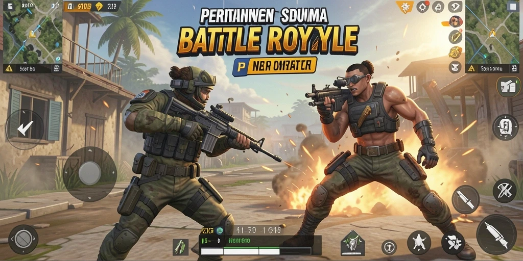 Tampilan menarik dalam gameplay pertarungan seru Battle Royale.