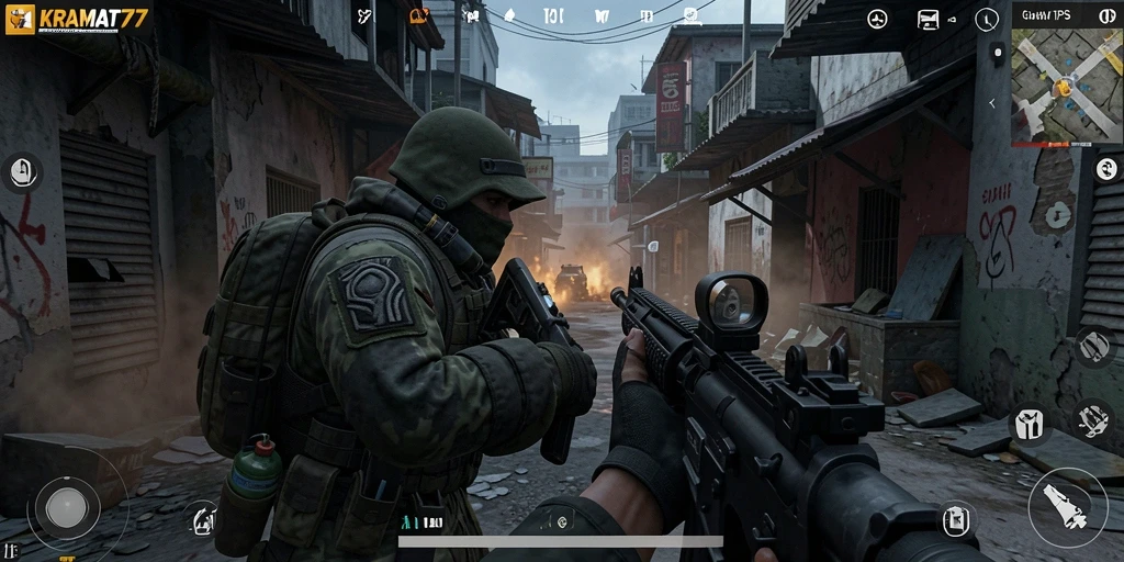 Tangkapan layar menampilkan aksi intens dalam gameplay KRAMAT77.