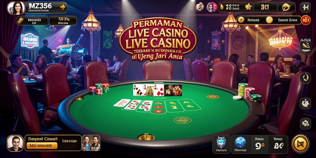 Tampilan gameplay MZ356 Live Casino dengan dealer langsung.