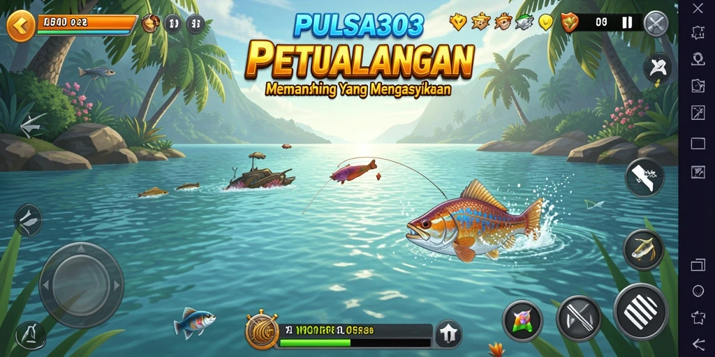 Tampilan gameplay <strong>PULSA303</strong> yang menarik saat memancing di laut.
