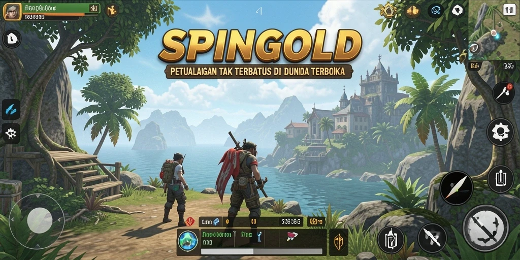 Gameplay dinamis SPINGOLD menampilkan petualangan di dunia terbuka yang luas.