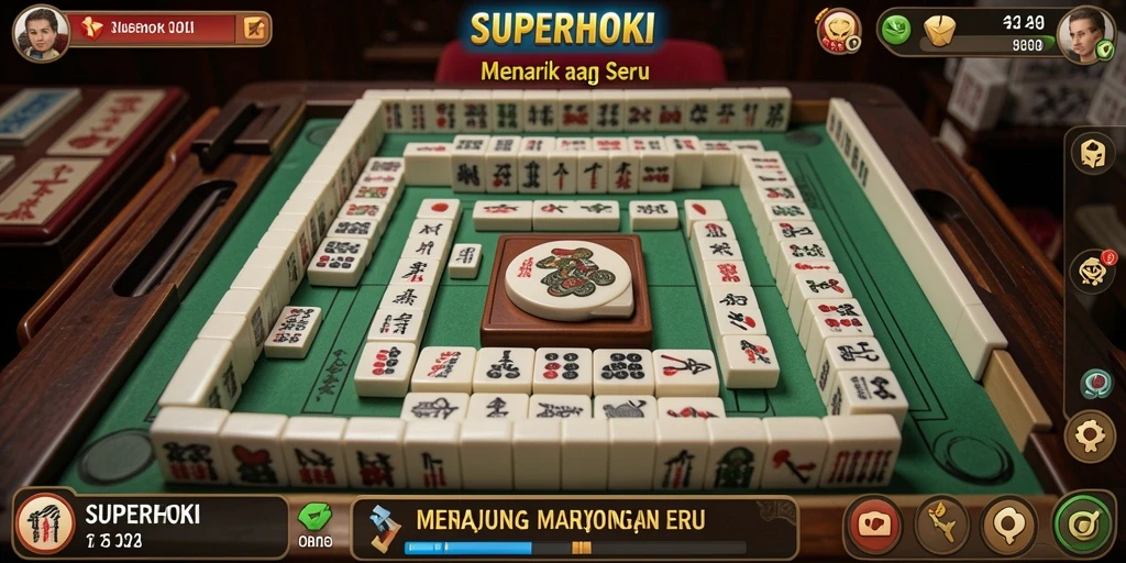Screenshot gameplay SUPERHOKI menampilkan suasana Mahjong yang seru.