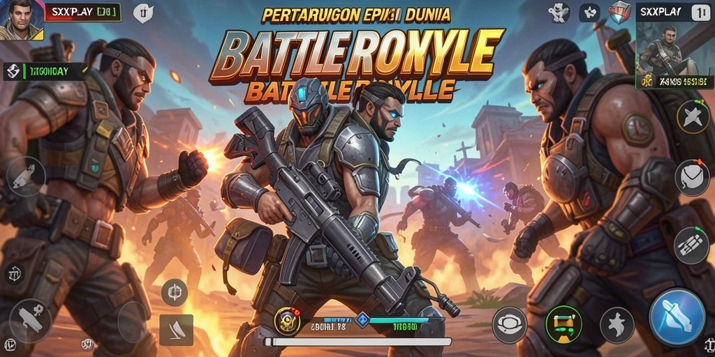 Screenshot gameplay SXXPLAY di tengah pertarungan Battle Royale.